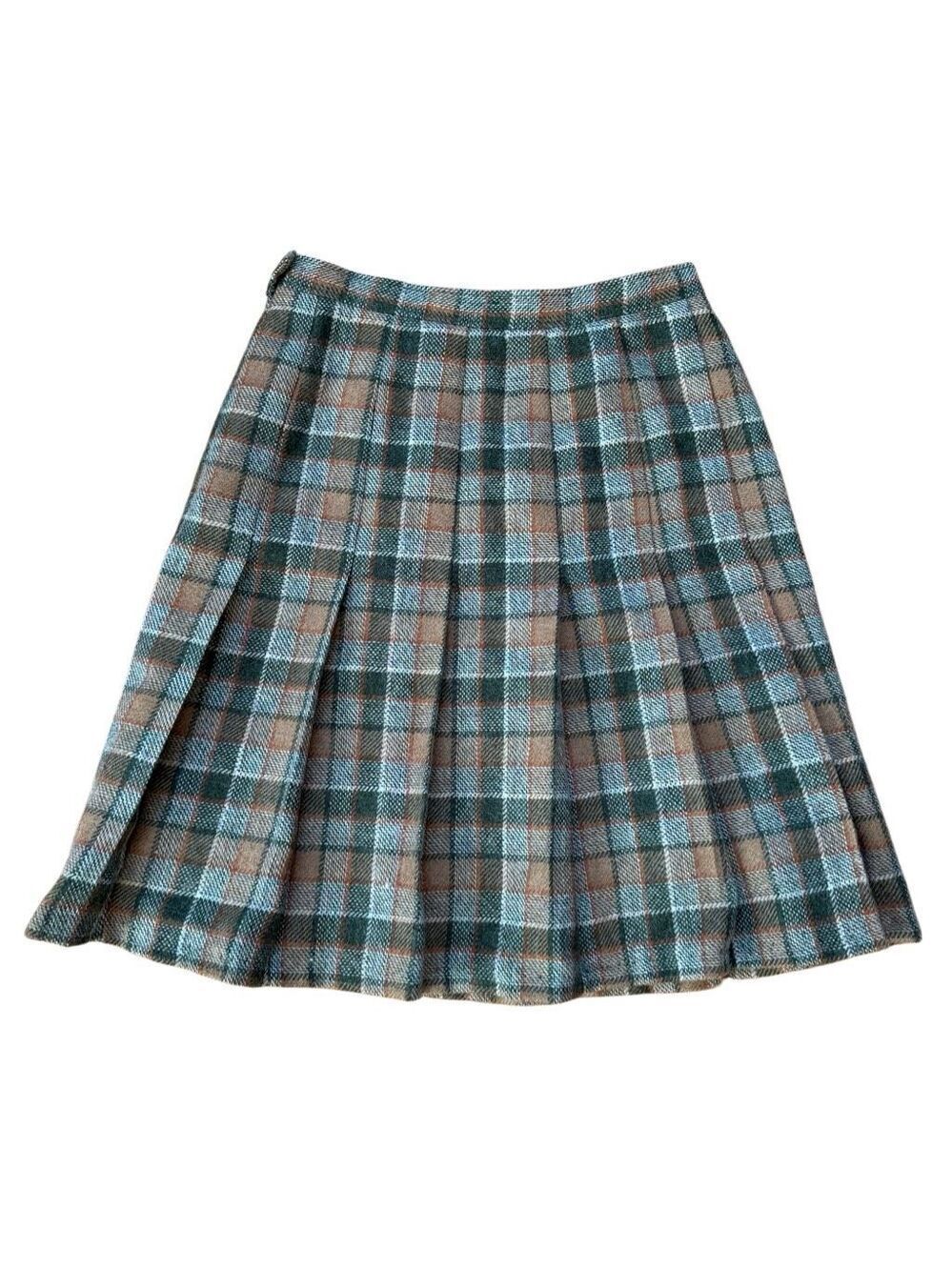 Vintage Frey of Scotland Plaid Wool Pleated Skirt Small